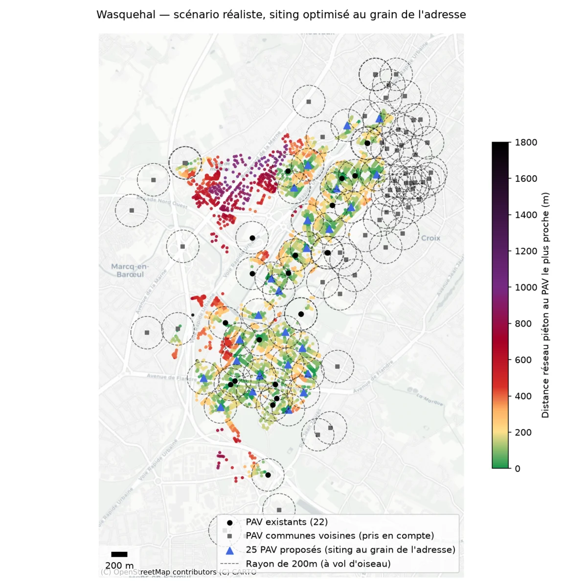 Emplacements proposés pour de nouveaux points d'apport du verre à Wasquehal